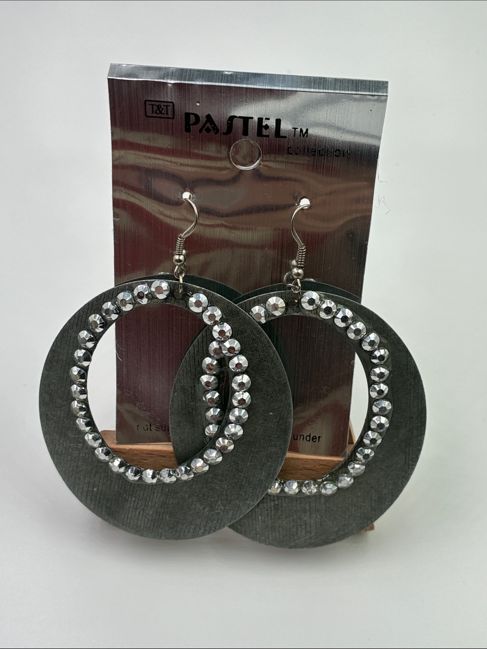 3for$20 Pastels Silver Hoop Earrings with Crystal Ring Accents
